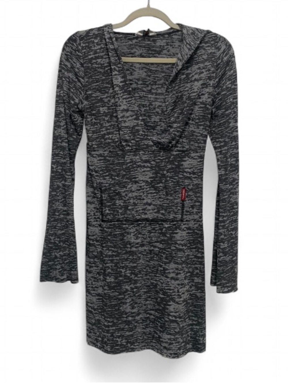 Hard Tail Gray Marled Long-Sleeve V-Neck Mini Dress